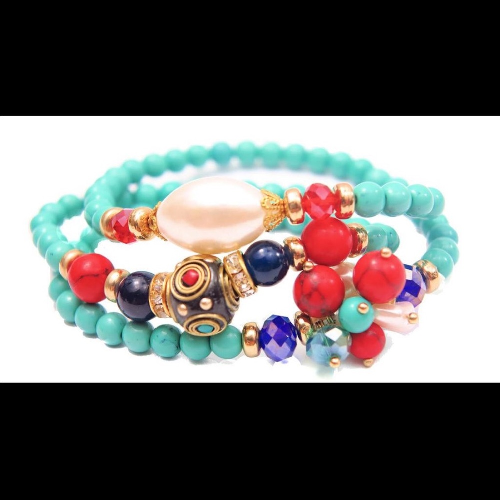 Turquoise‎ Freshwater Pearl crystal Wrap Bracelet